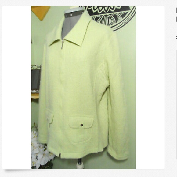 PICADILLY Boiled Wool Sweater Coat XL Mint Green - Picture 3 of 6